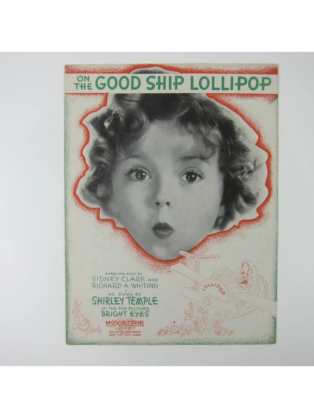 Sheet Music On The Good Ship Lollipop Bright Eyes Shirley Temple Vintage 1934